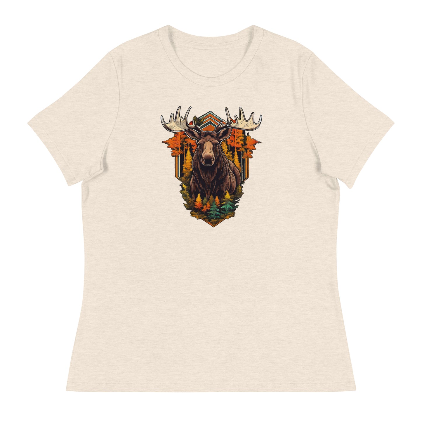 Moose & Forest Emblem Women's T-Shirt Heather Prism Natural