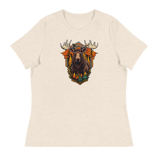 Moose & Forest Emblem Women's T-Shirt Heather Prism Natural