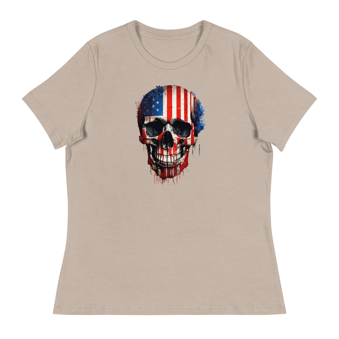 Red, White, & Blue Skull Women's T-Shirt Heather Stone