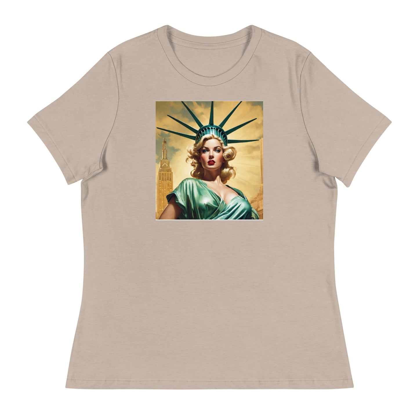 Beautiful Lady Liberty Women's T-Shirt Heather Stone