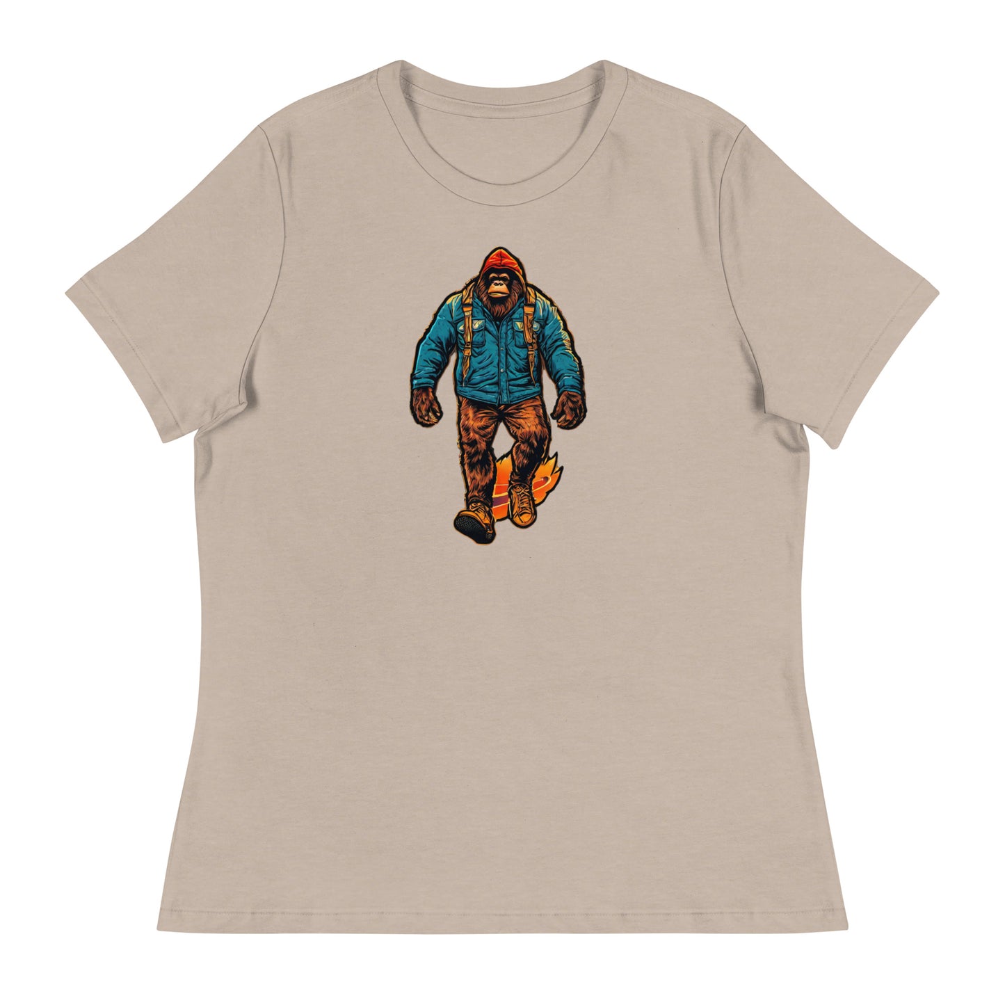 Bigfoot on a Hike Women's Graphic T-Shirt Heather Stone