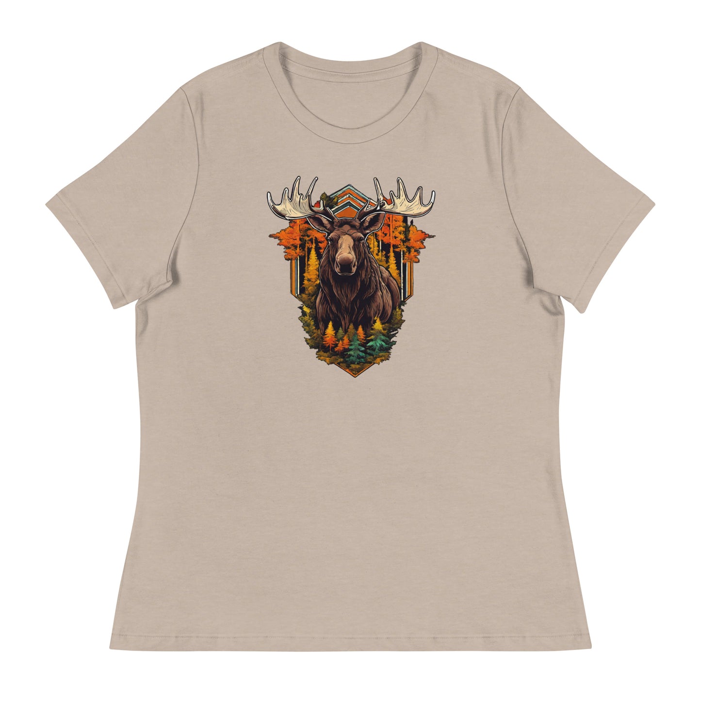 Moose & Forest Emblem Women's T-Shirt Heather Stone