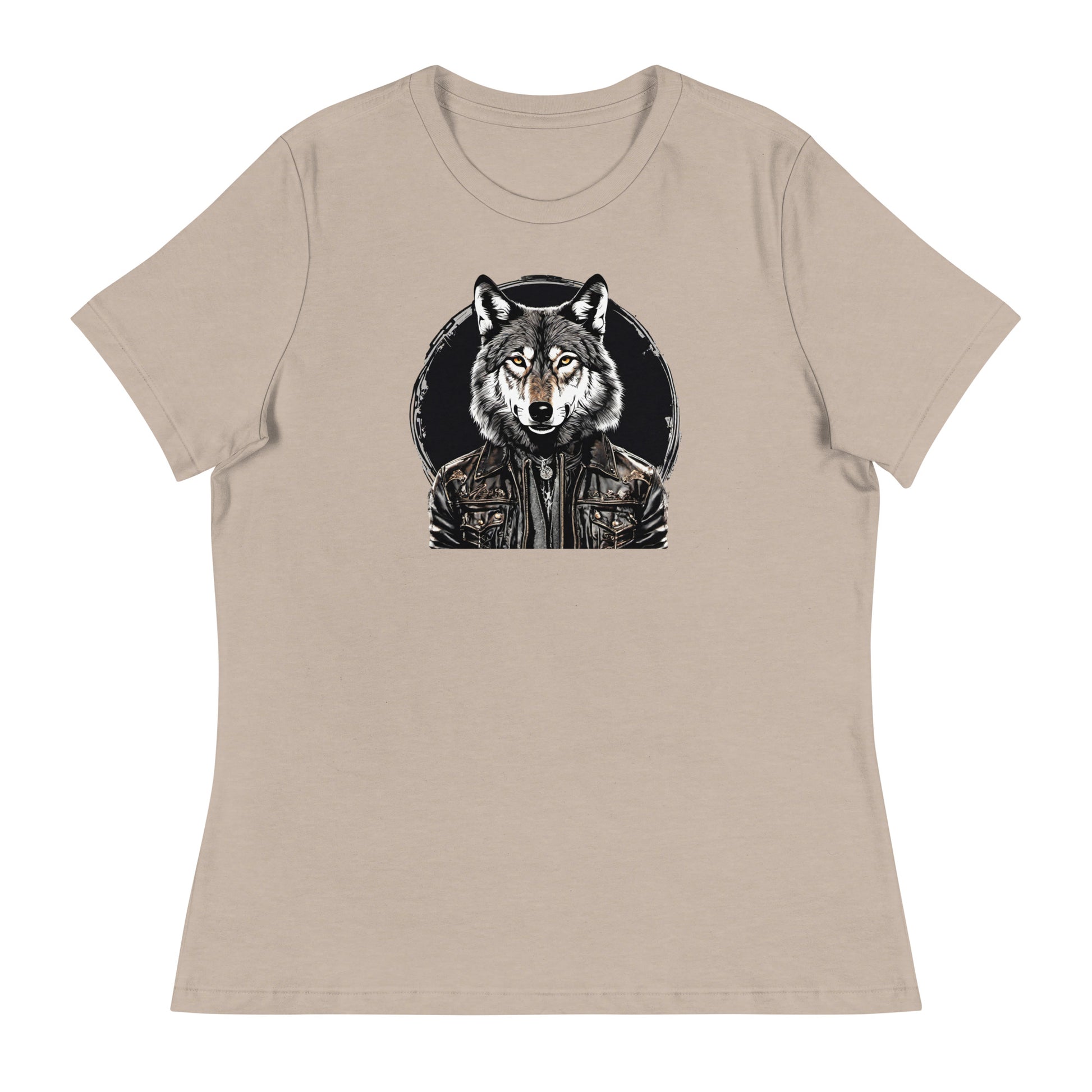 Golden-Eyed Lone Wolf Women's T-Shirt Heather Stone