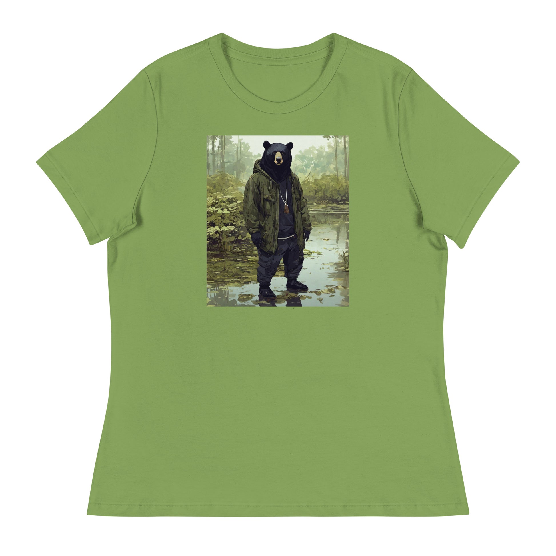 Stoic Black Bear Women's Graphic T-Shirt Leaf