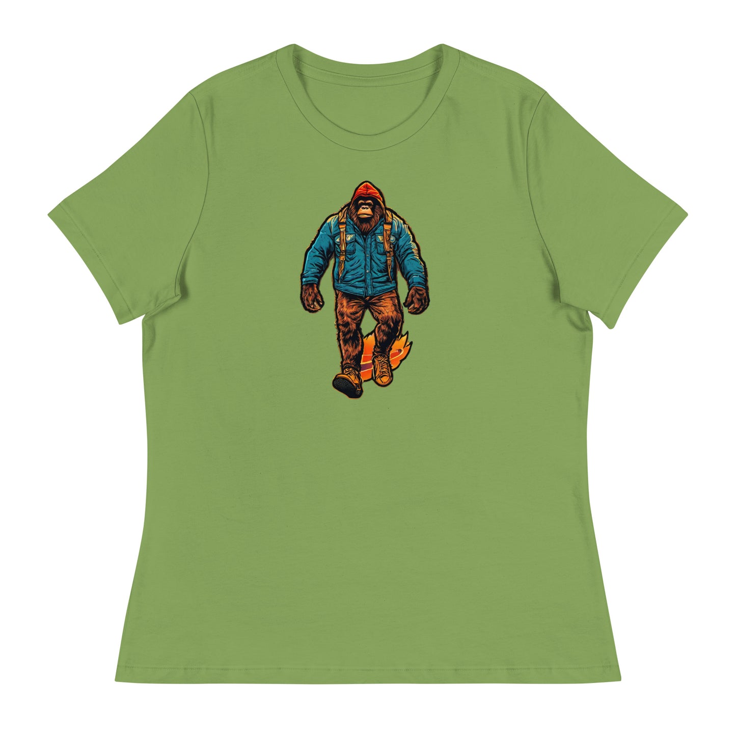 Bigfoot on a Hike Women's Graphic T-Shirt Leaf