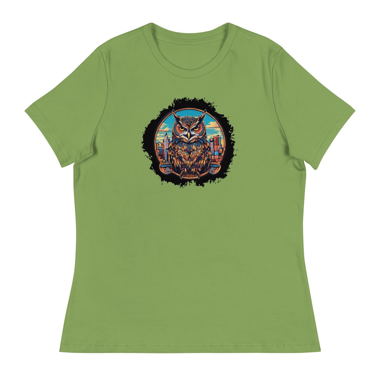 Owl in the City Emblem Women's T-Shirt Leaf