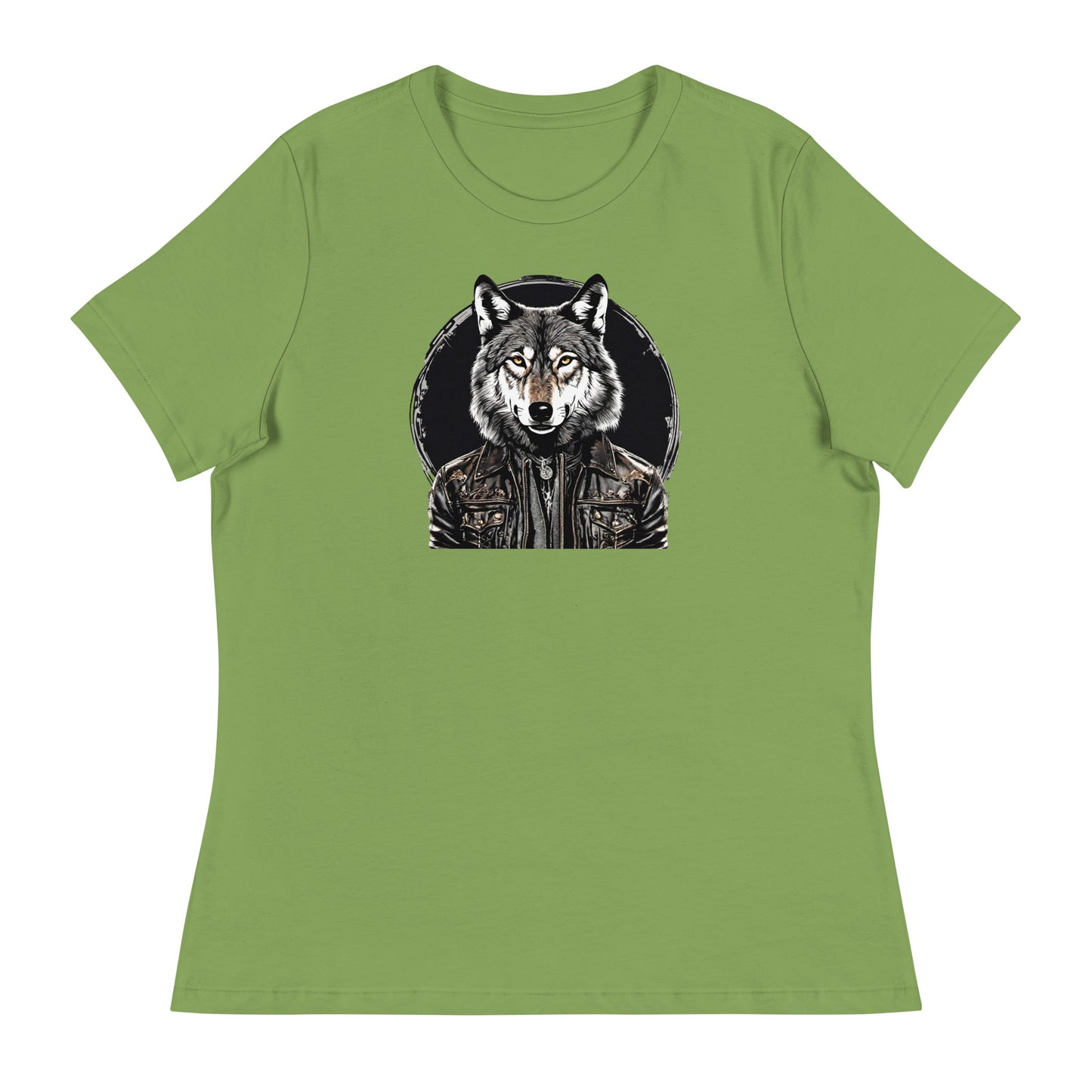 Golden-Eyed Lone Wolf Women's T-Shirt Leaf