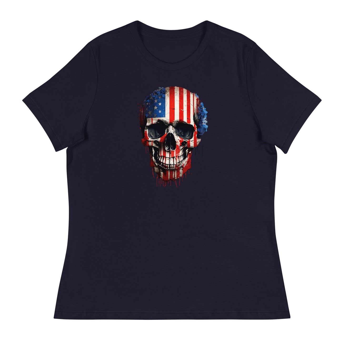 Red, White, & Blue Skull Women's T-Shirt Navy