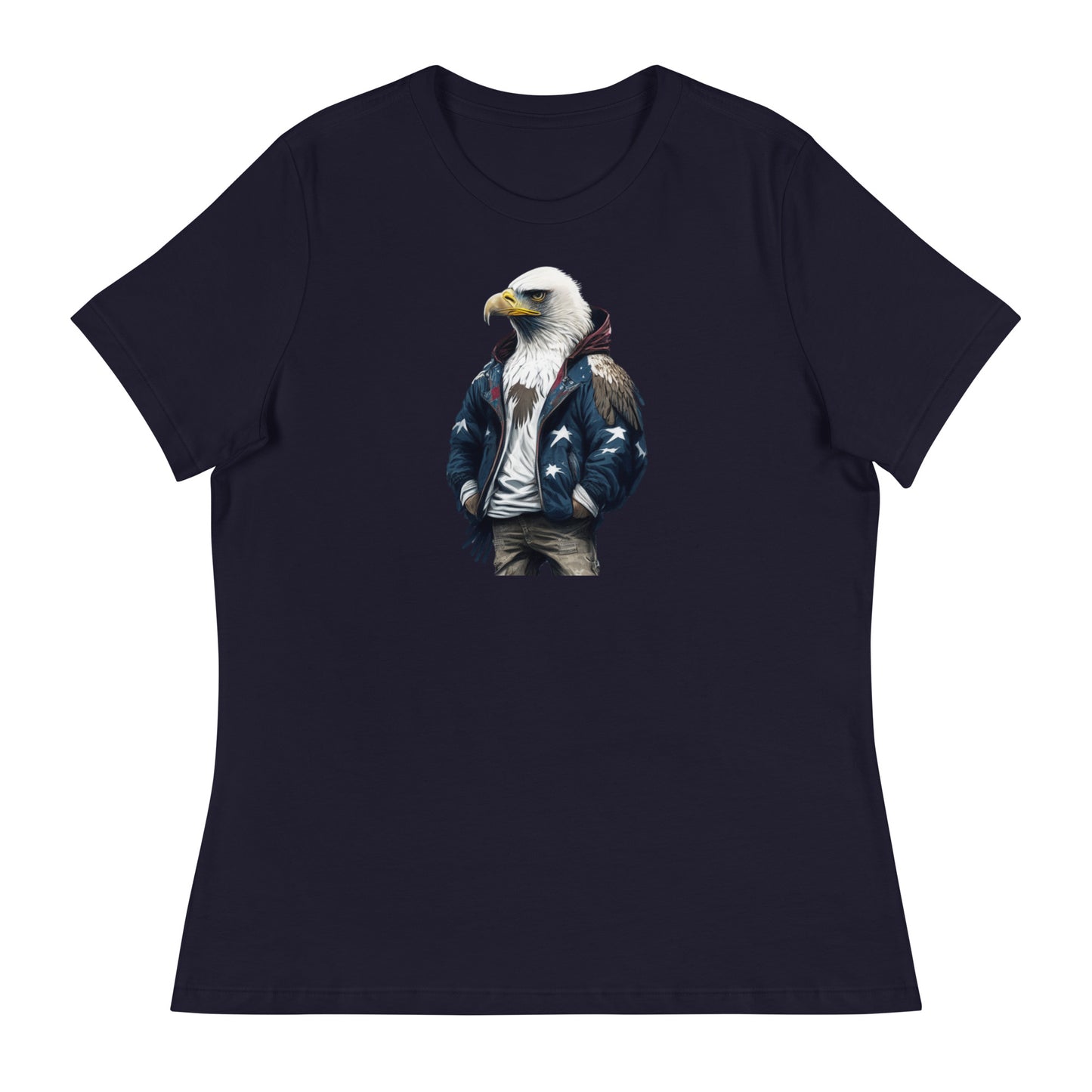 Patriotic American Bald Eagle Women's T-Shirt Navy