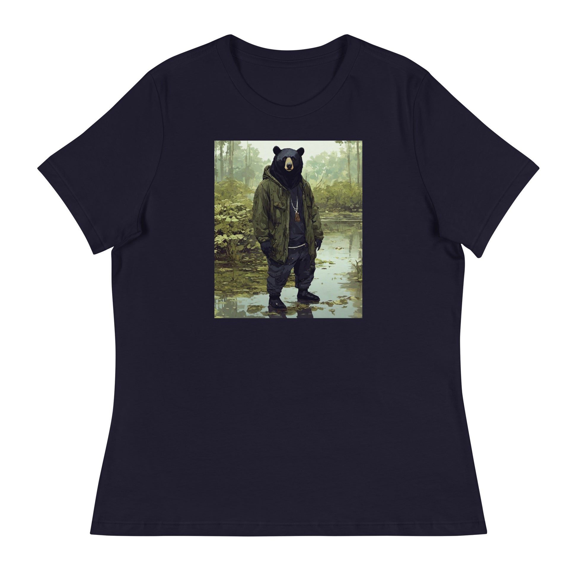 Stoic Black Bear Women's Graphic T-Shirt Navy
