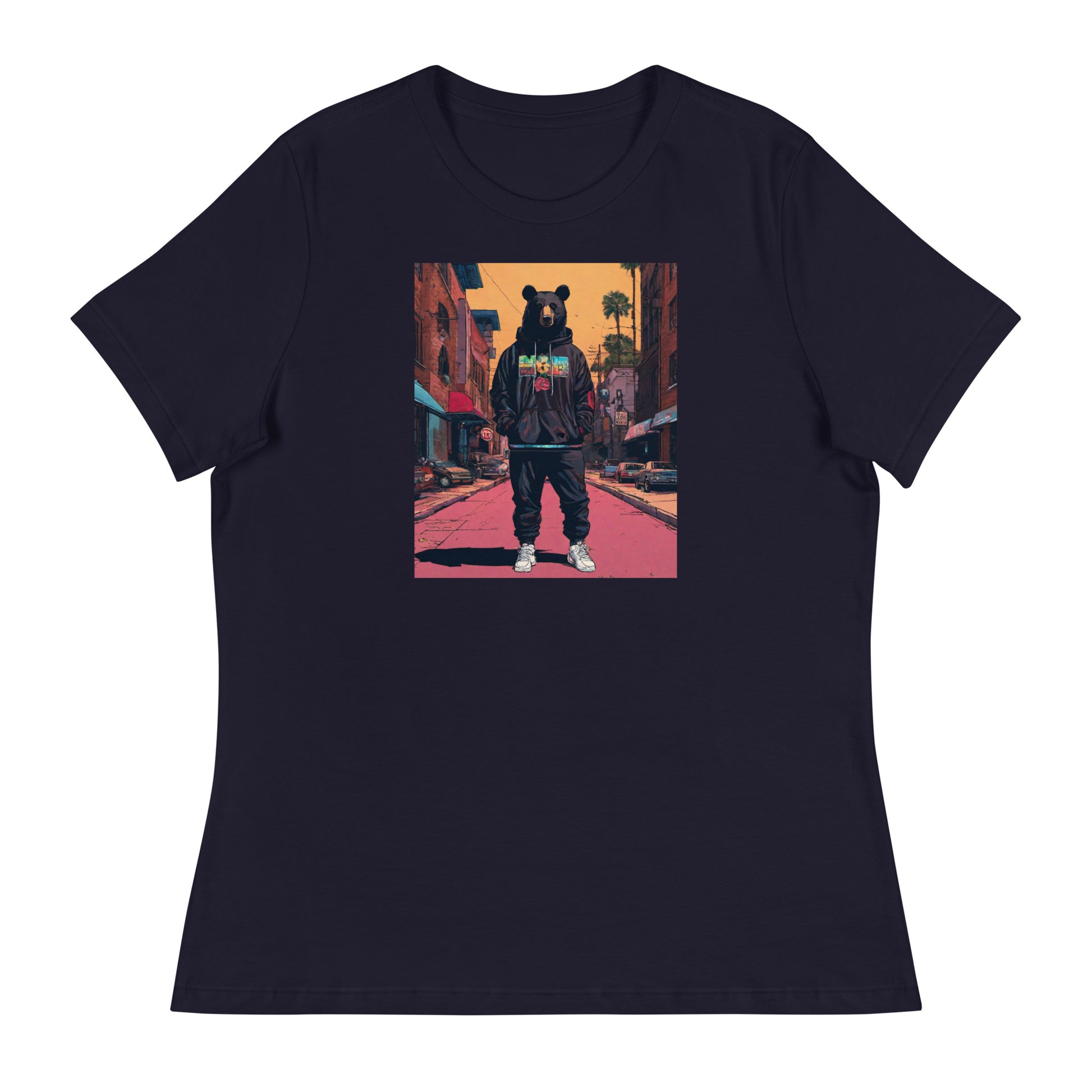 Urban Bear Women's Graphic T-Shirt Navy