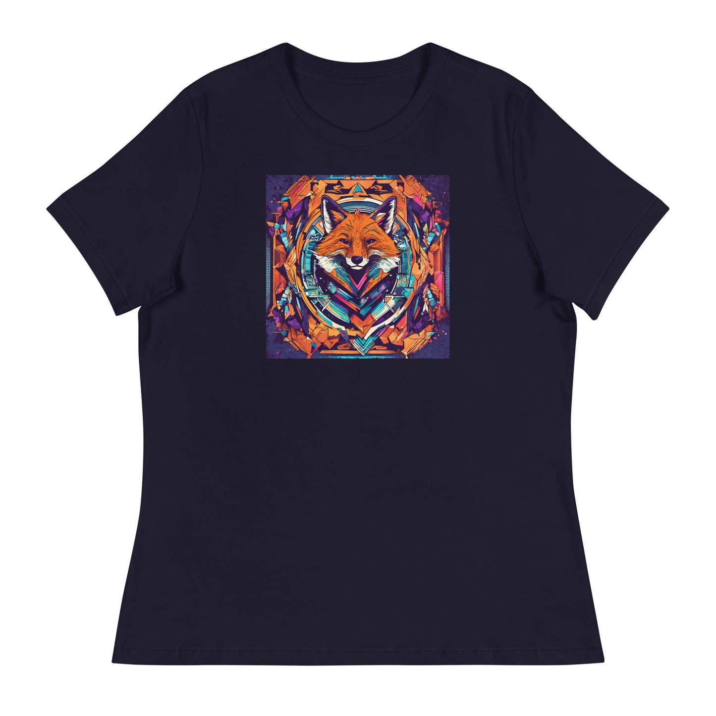 Colorful Fox Women's T-Shirt Navy