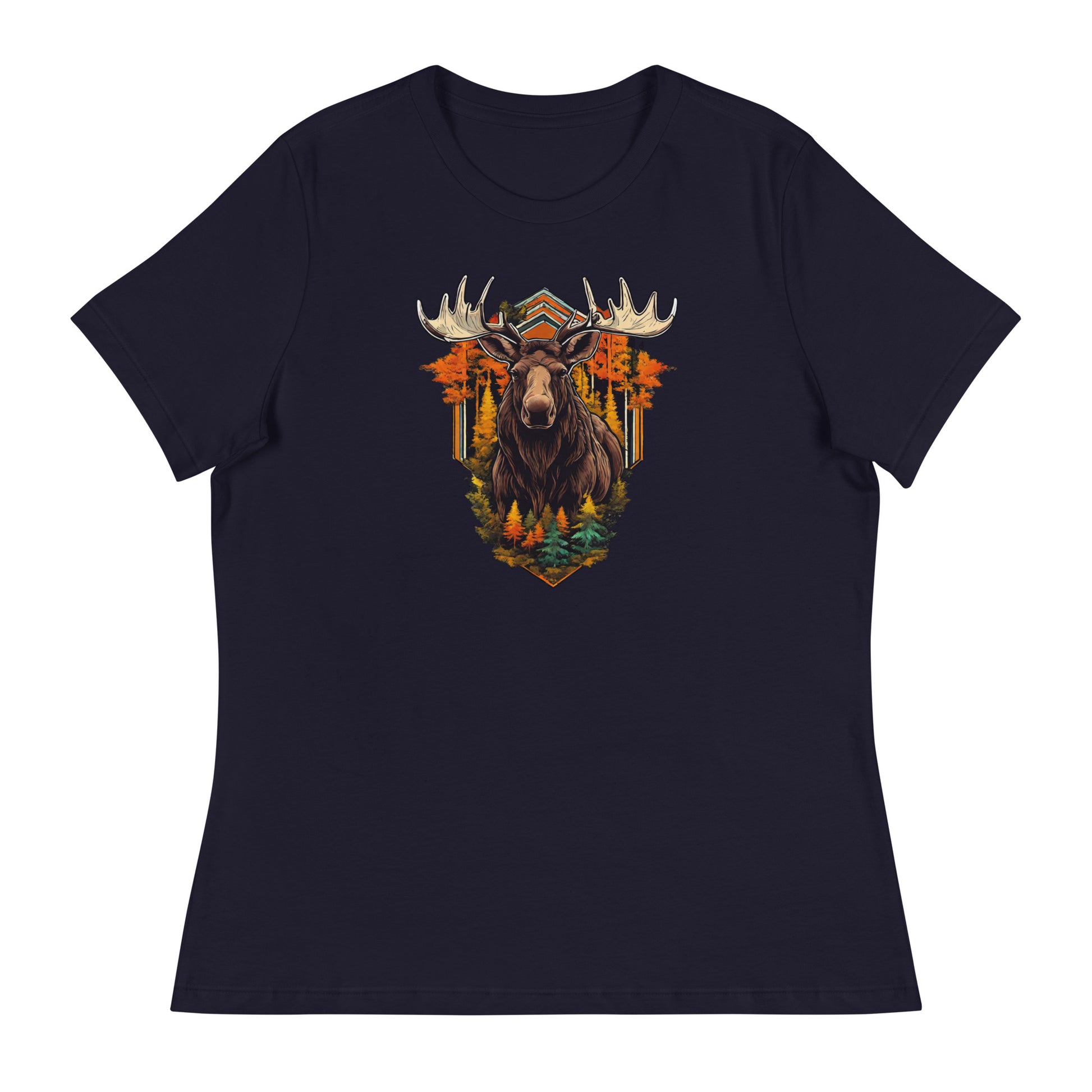 Moose & Forest Emblem Women's T-Shirt Navy