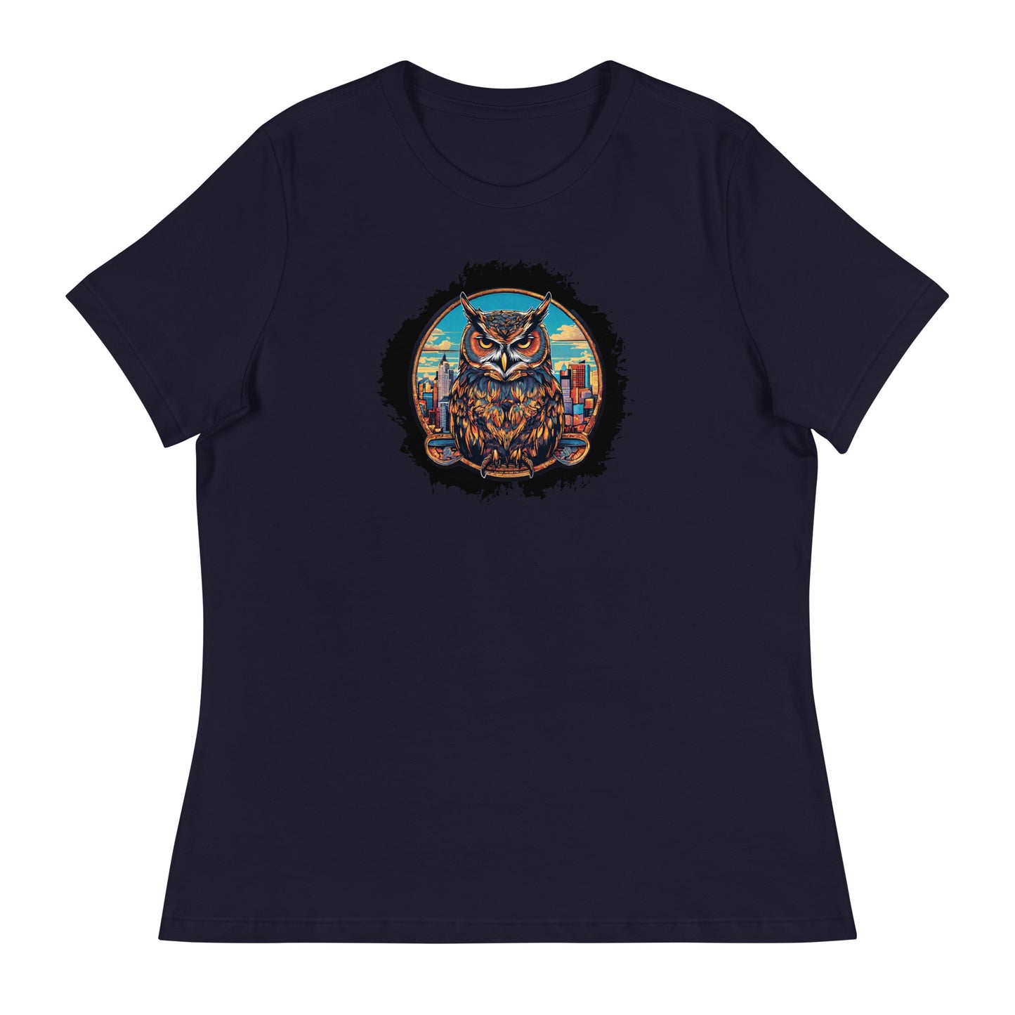 Owl in the City Emblem Women's T-Shirt Navy