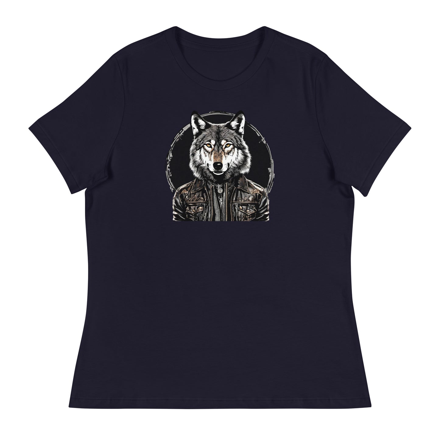 Golden-Eyed Lone Wolf Women's T-Shirt Navy
