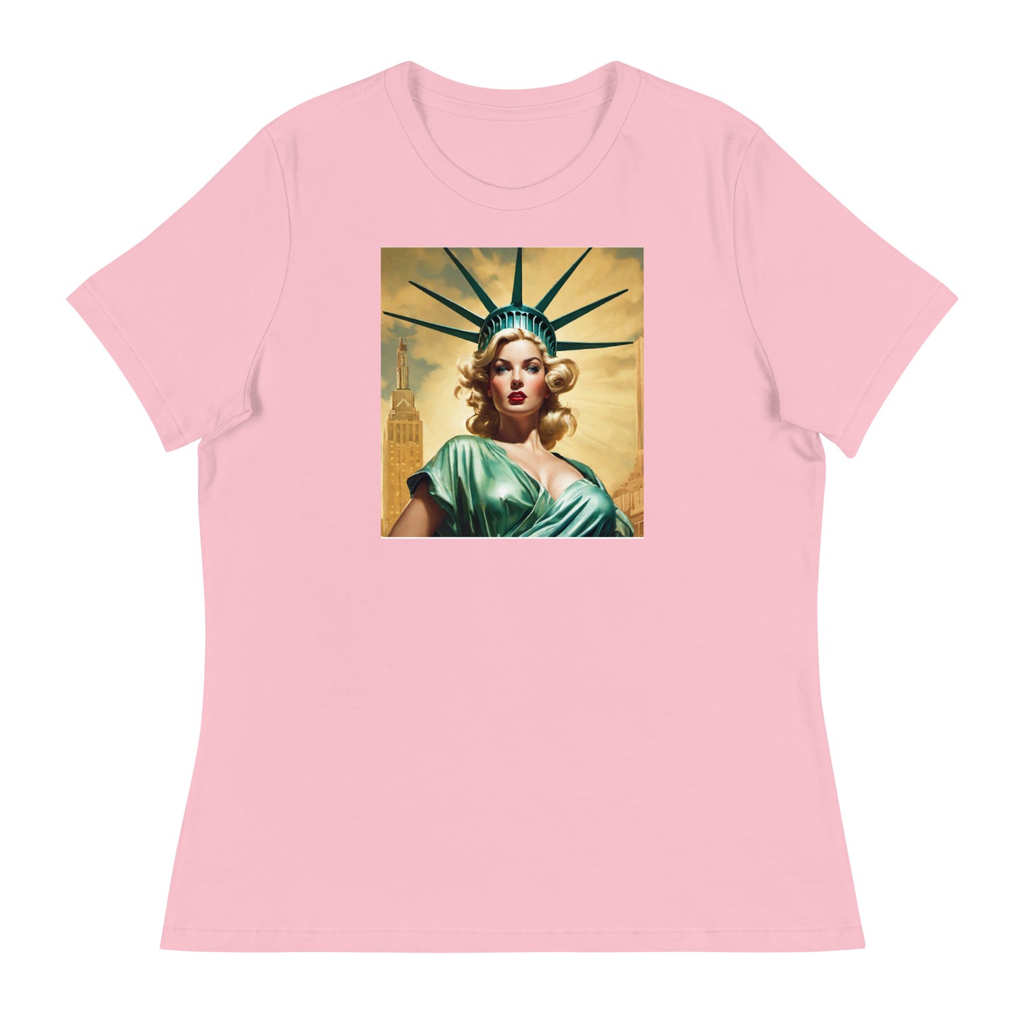 Beautiful Lady Liberty Women's T-Shirt Pink