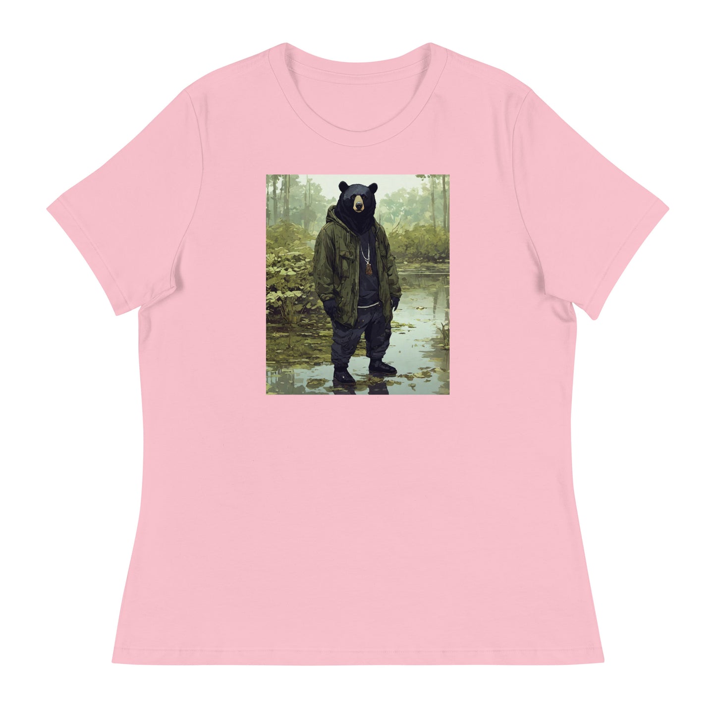 Stoic Black Bear Women's Graphic T-Shirt Pink