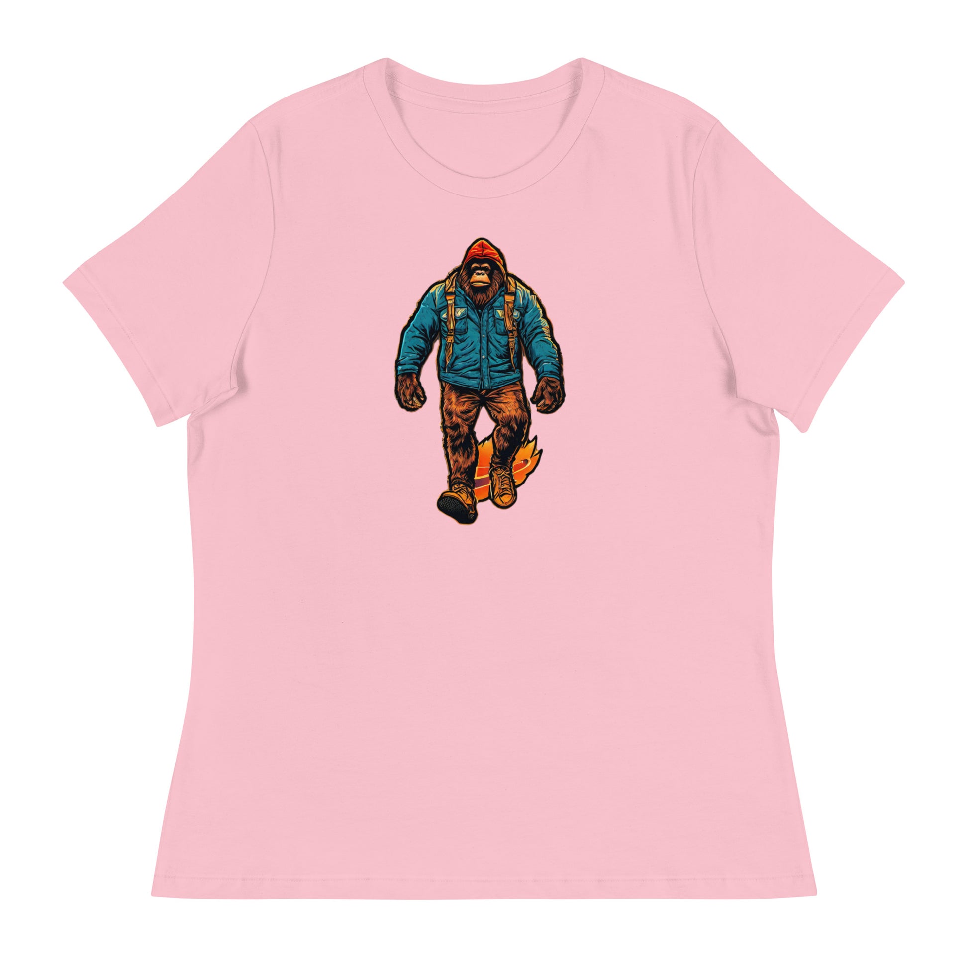Bigfoot on a Hike Women's Graphic T-Shirt Pink