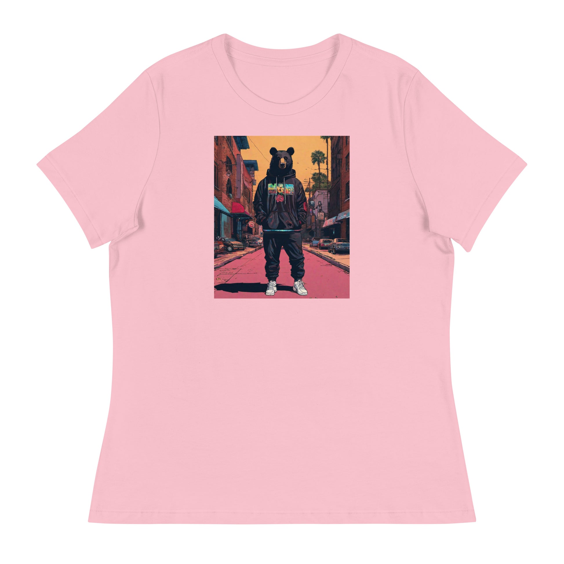 Urban Bear Women's Graphic T-Shirt Pink