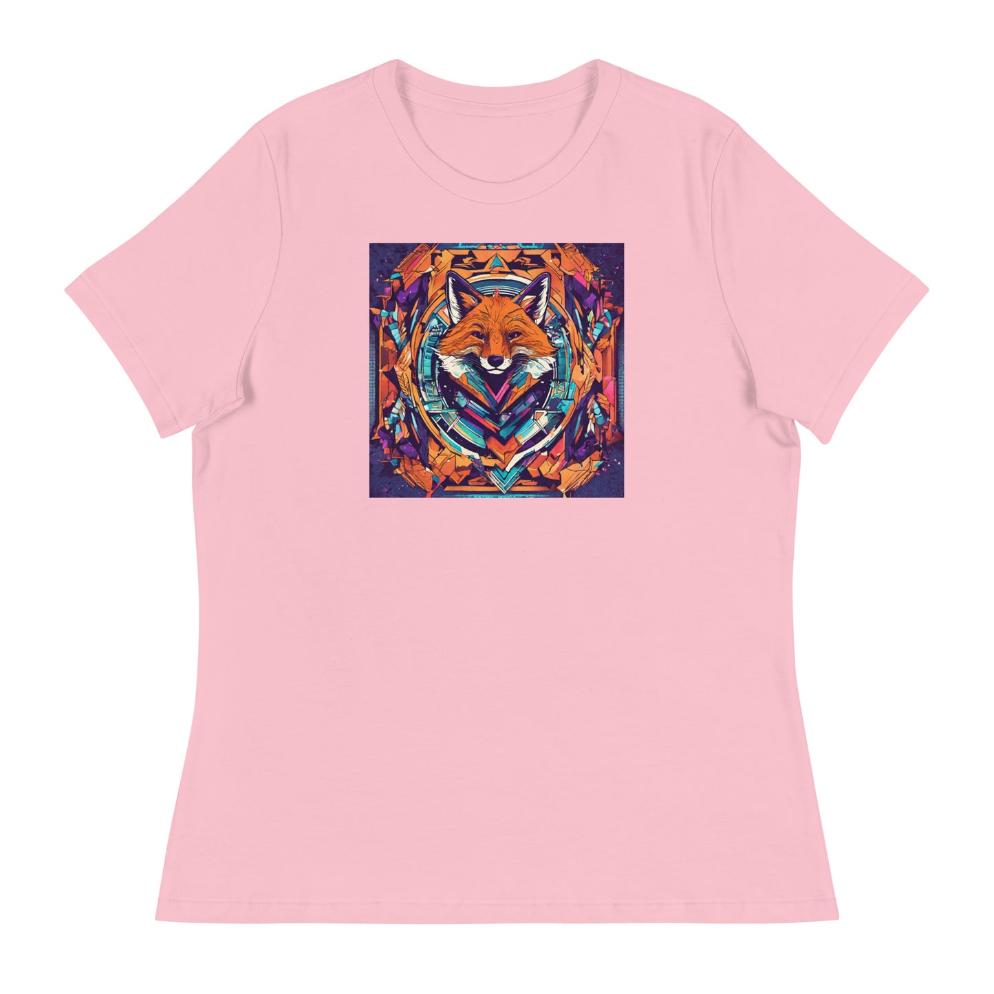 Colorful Fox Women's T-Shirt Pink