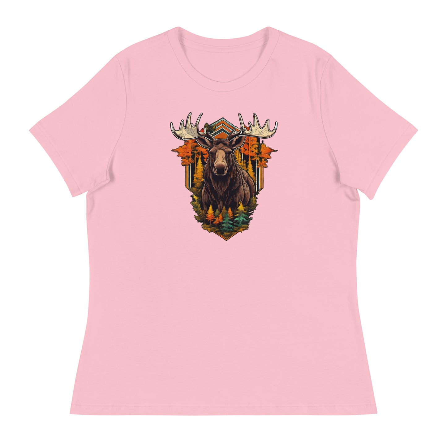 Moose & Forest Emblem Women's T-Shirt Pink