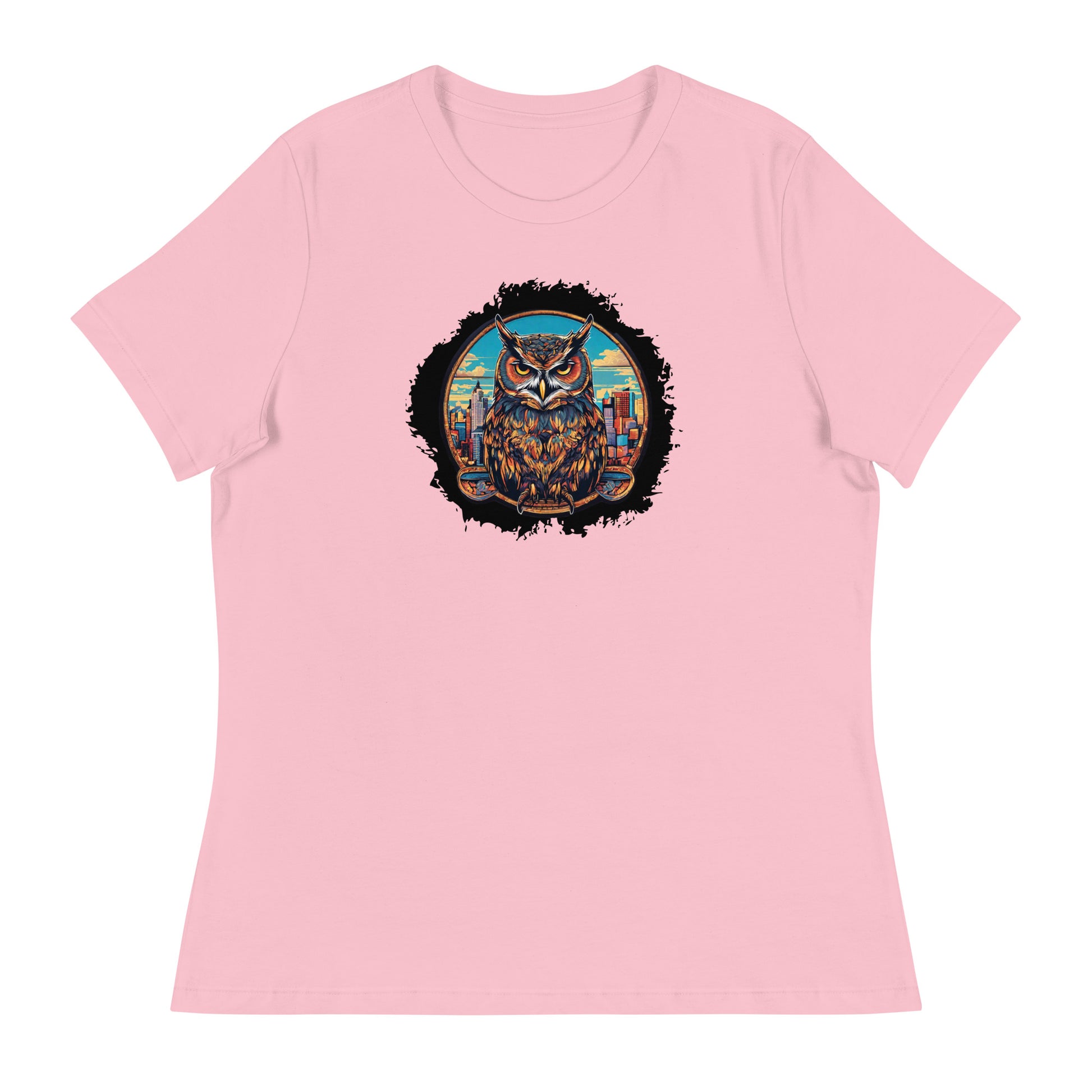 Owl in the City Emblem Women's T-Shirt Pink
