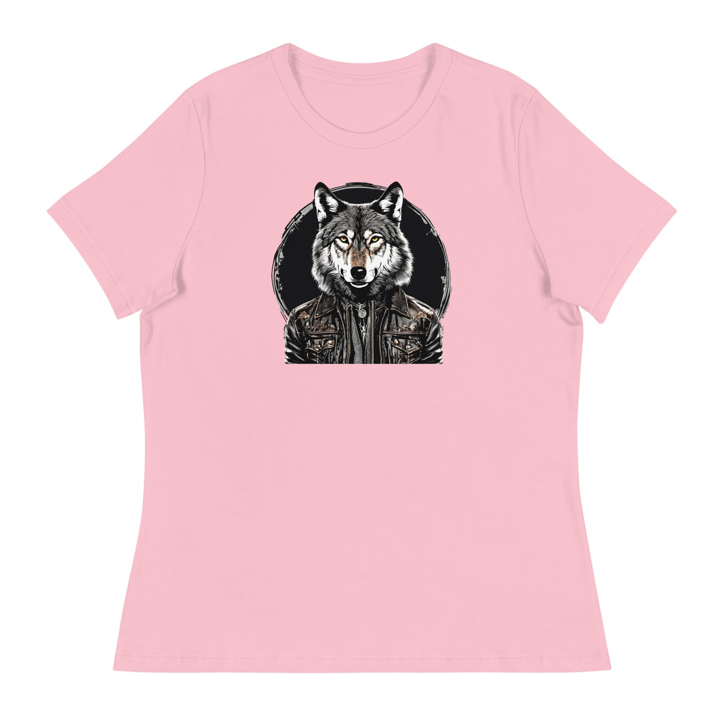 Golden-Eyed Lone Wolf Women's T-Shirt Pink