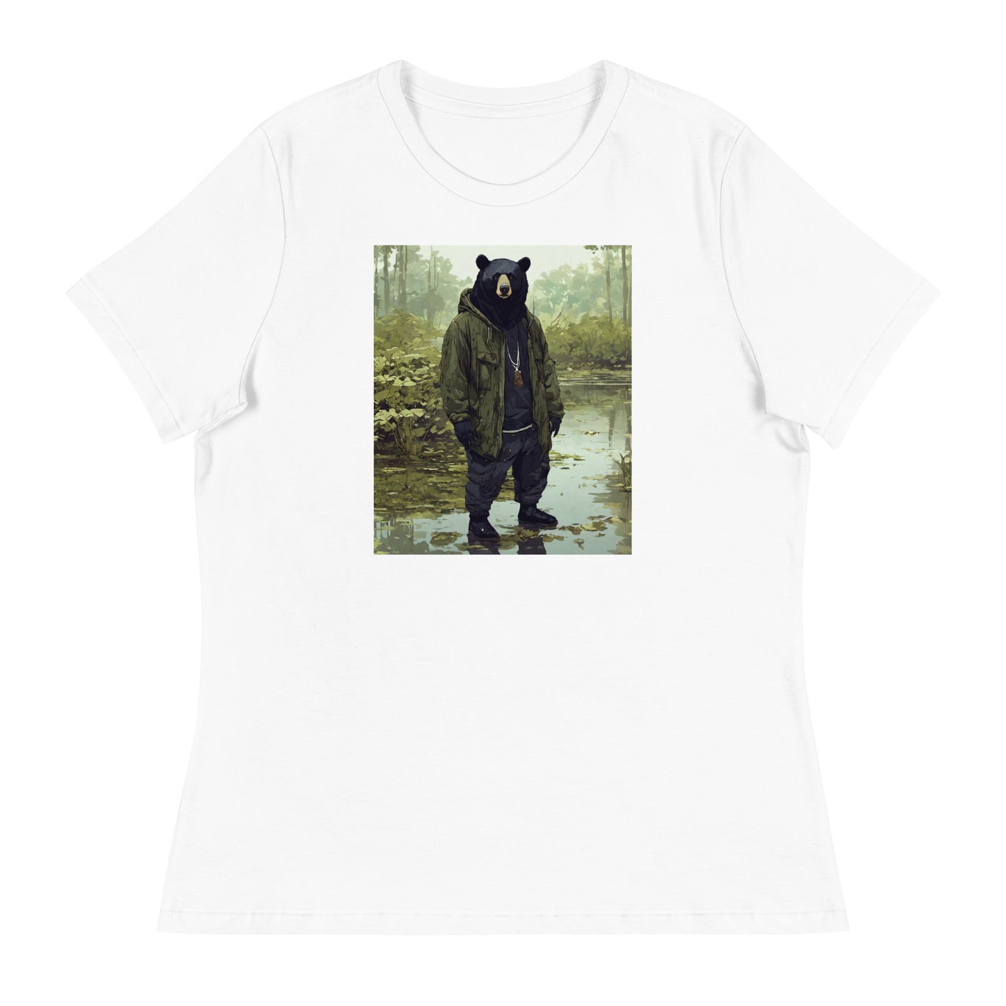 Stoic Black Bear Women's Graphic T-Shirt White
