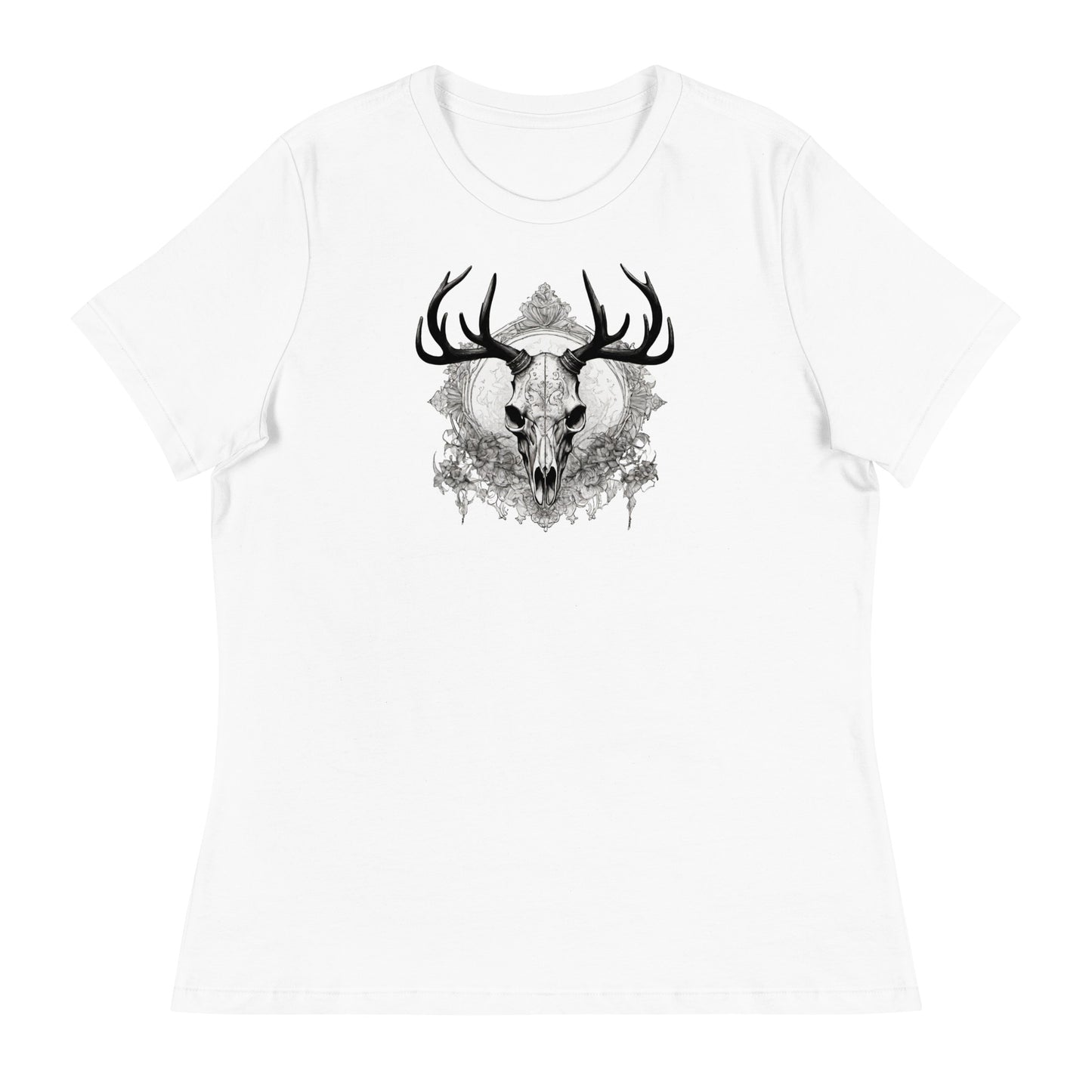 Decorative Deer Skull Women's T-Shirt White
